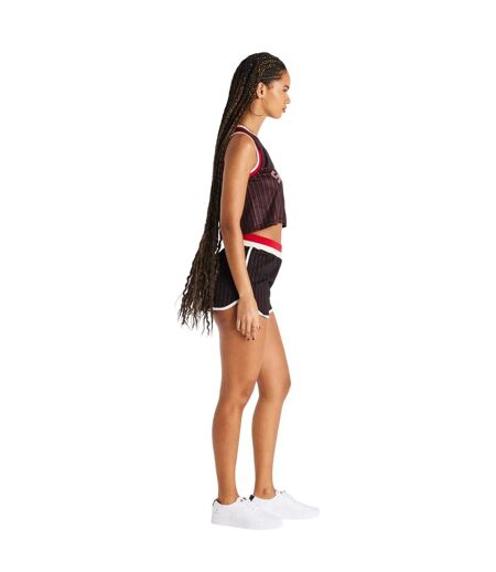 Womens/ladies cropped basketball vest top black/red SikSilk