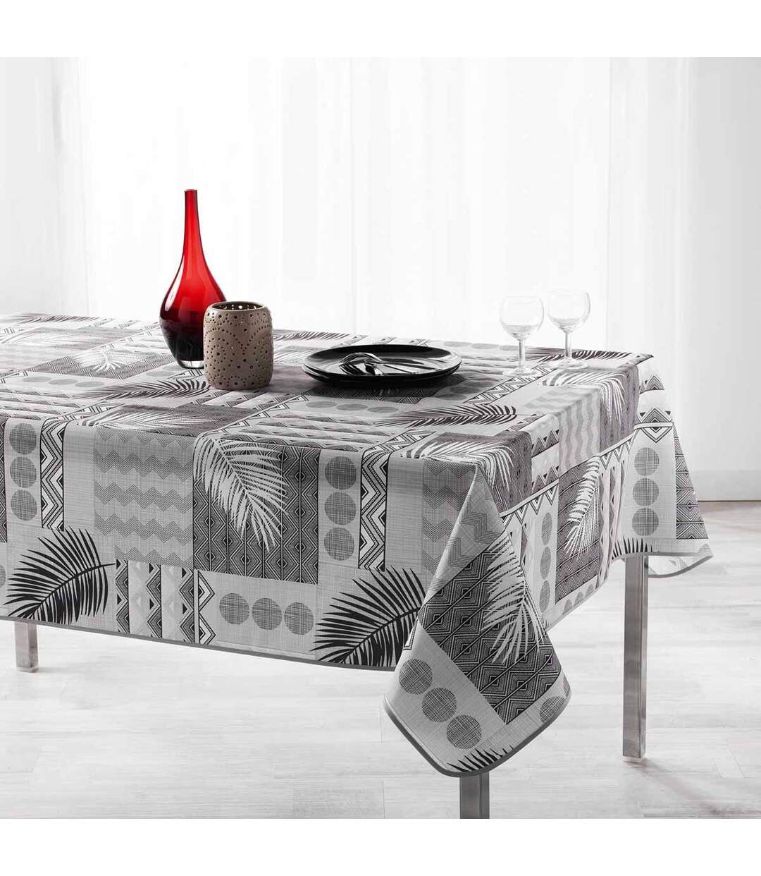 Nappe Déco Imprimée Neha 150x240cm Noir-1