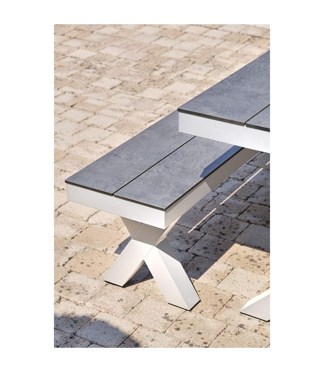 Table de Jardin & 2 Bancs Annecy 175cm Blanc-4