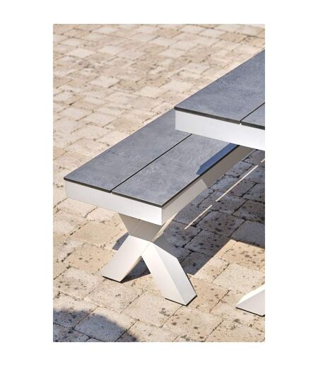 Table de Jardin & 2 Bancs Annecy 175cm Blanc