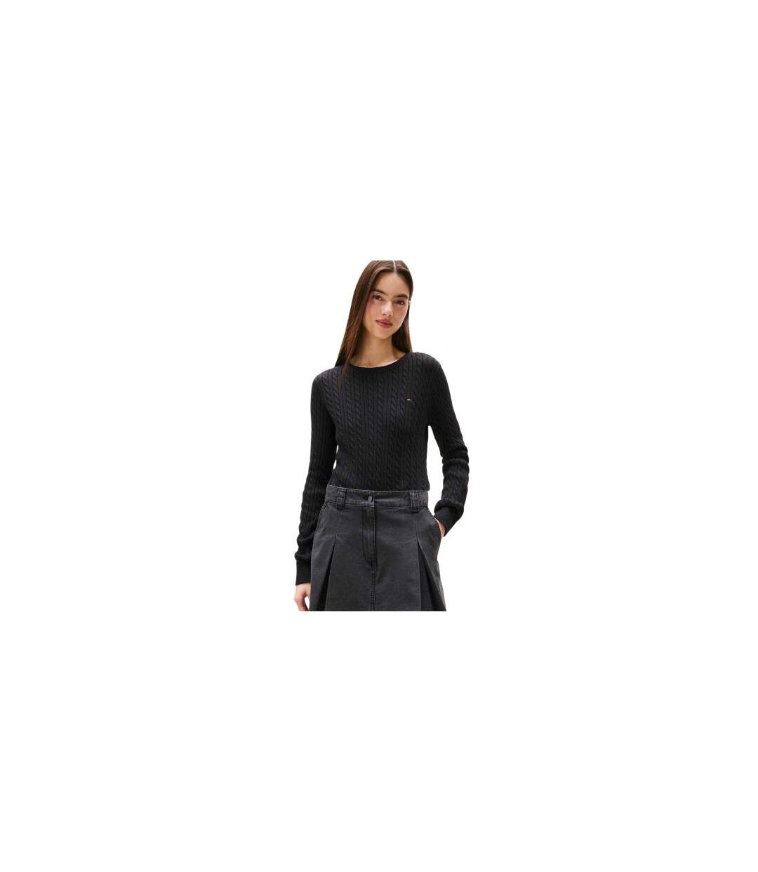 Sweat Manches Longues Motif/style Maille Torsadée Femme Noir Tommy Jeans-1
