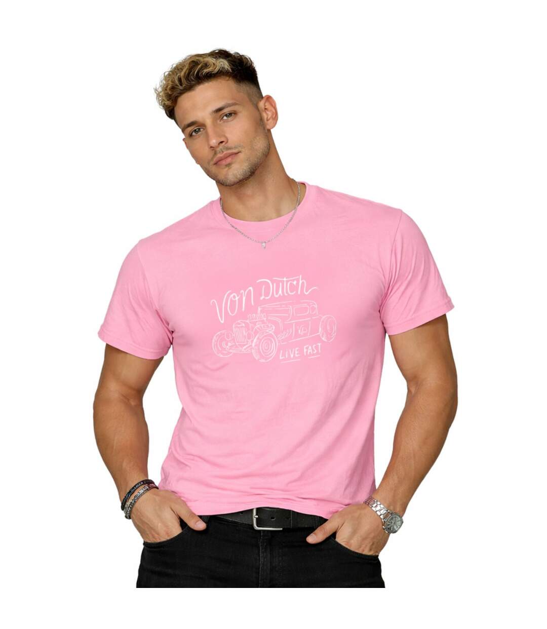 T-shirt homme col rond en jersey 140grm imprimé devant Log6 Vondutch-1