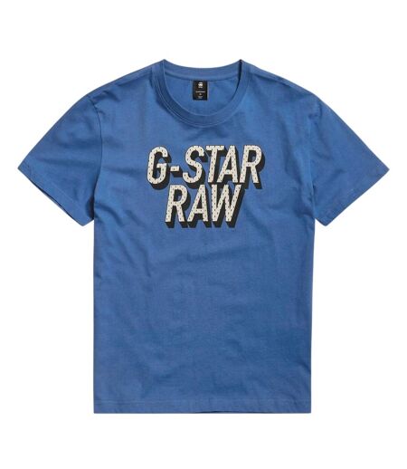 Mens Lettering Organic Cotton Regular T-shirt Retro Blue G-Star