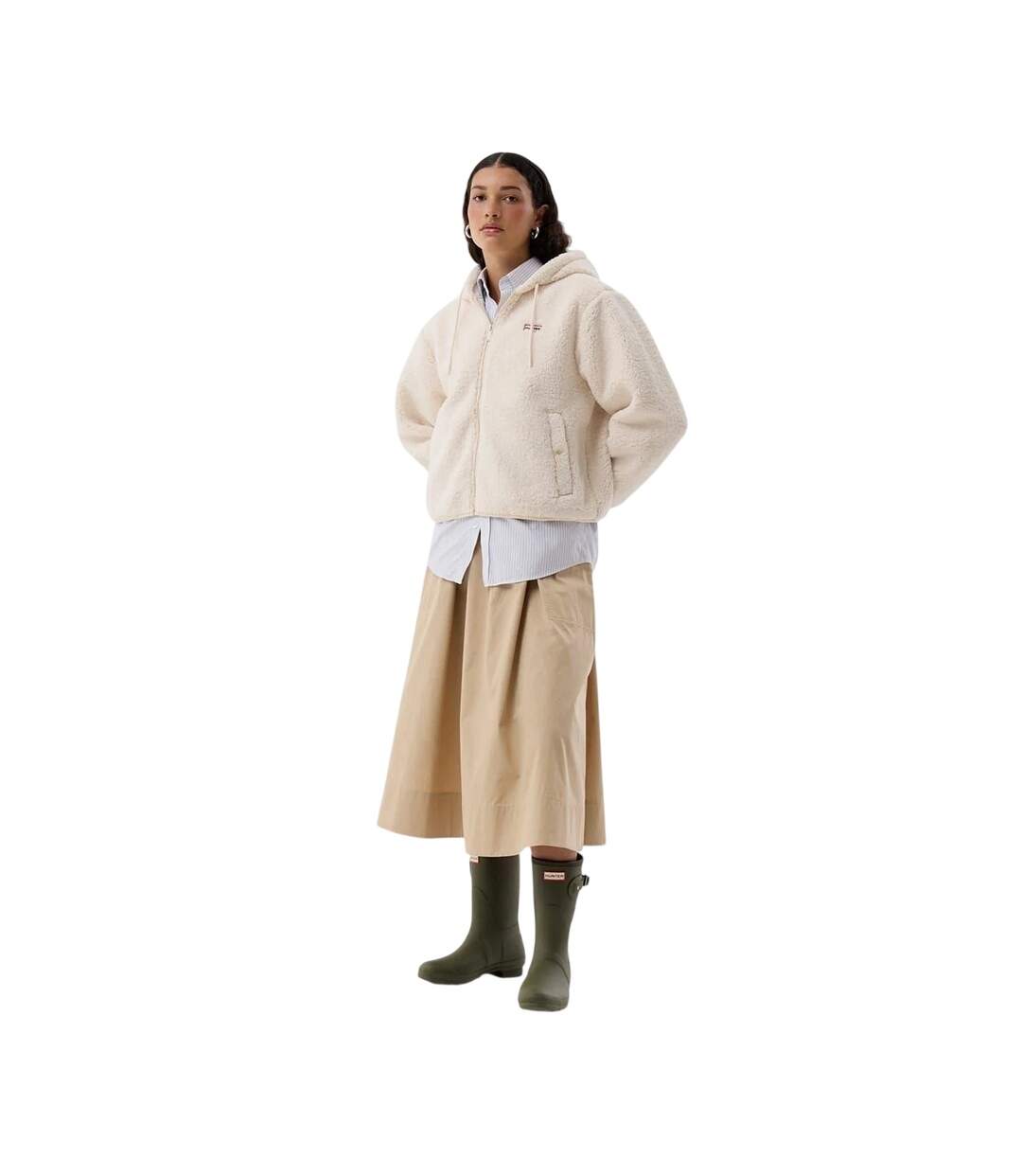 Womens/ladies Hooded Jacket Antique White Hunter-1