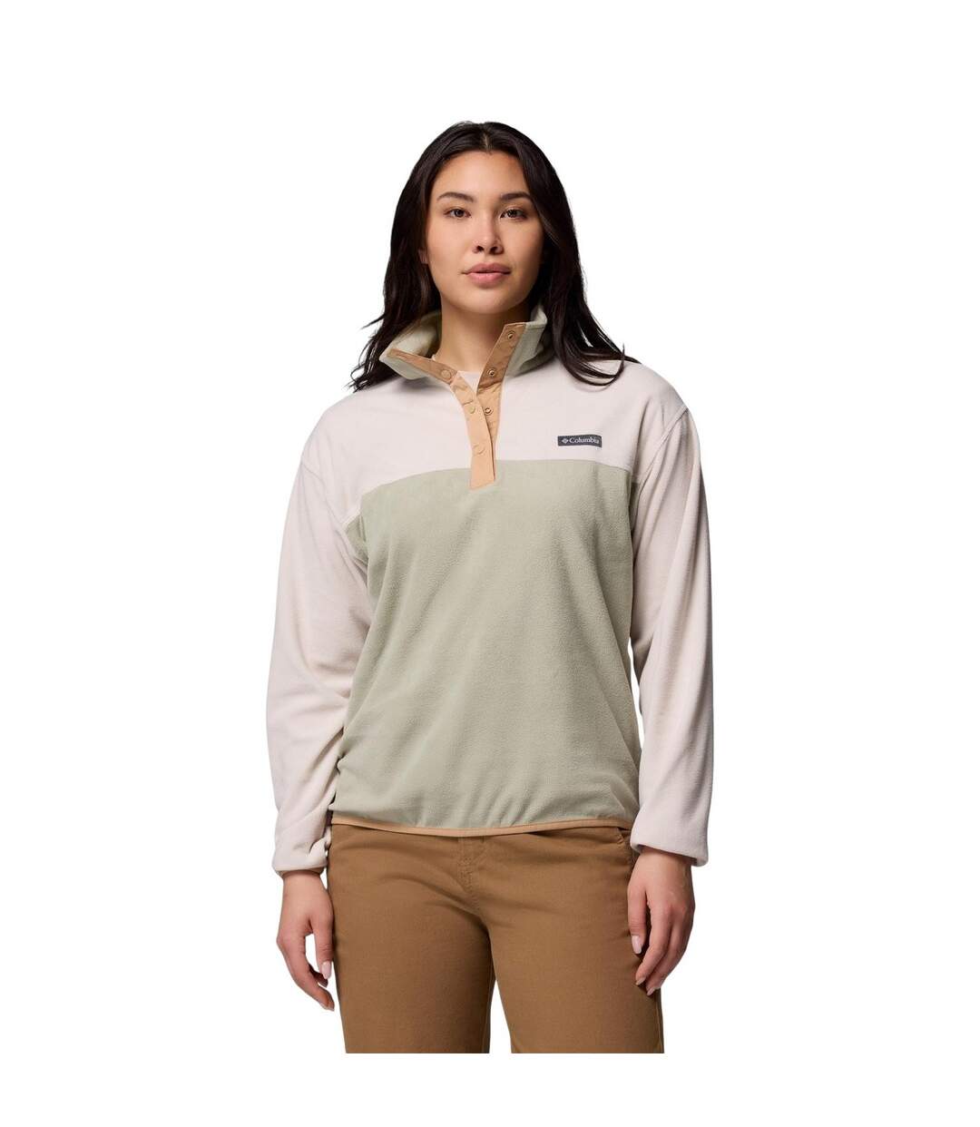 Womens/ladies Point Paloma Fleece Quarter Zip Regular Sweatshirt Green Columbia-1