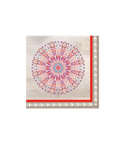 Lot de 20 Serviettes en Papier Boho Mandala 33x33cm Naturel