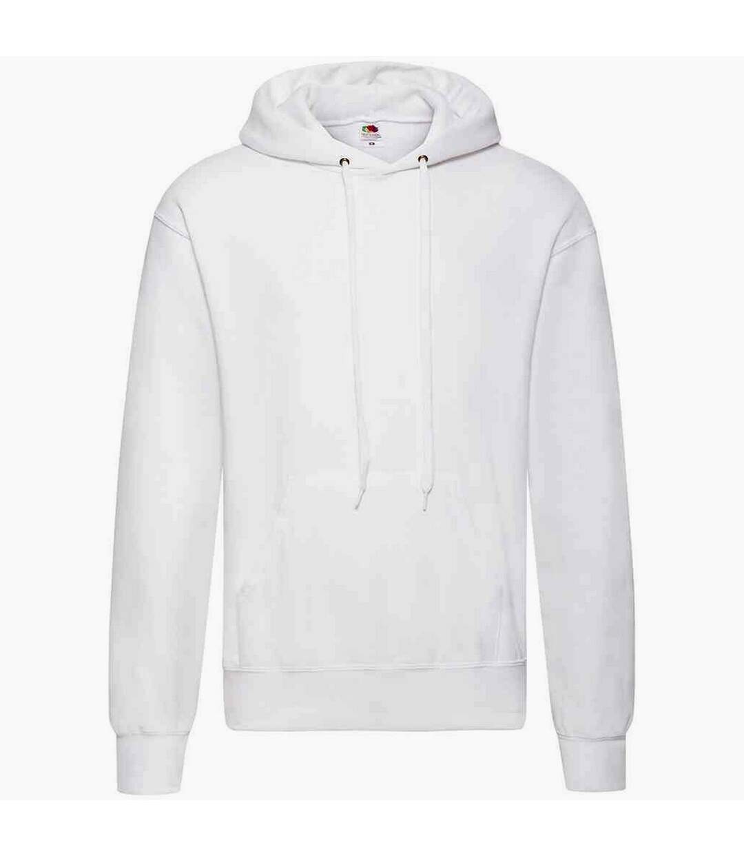 Mens classic heather hooded sweatshirt white Fruit of the Loom-1