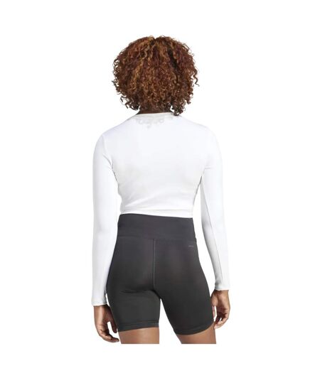 T-shirt court manches longues hyperglam femme blanc / noir Adidas