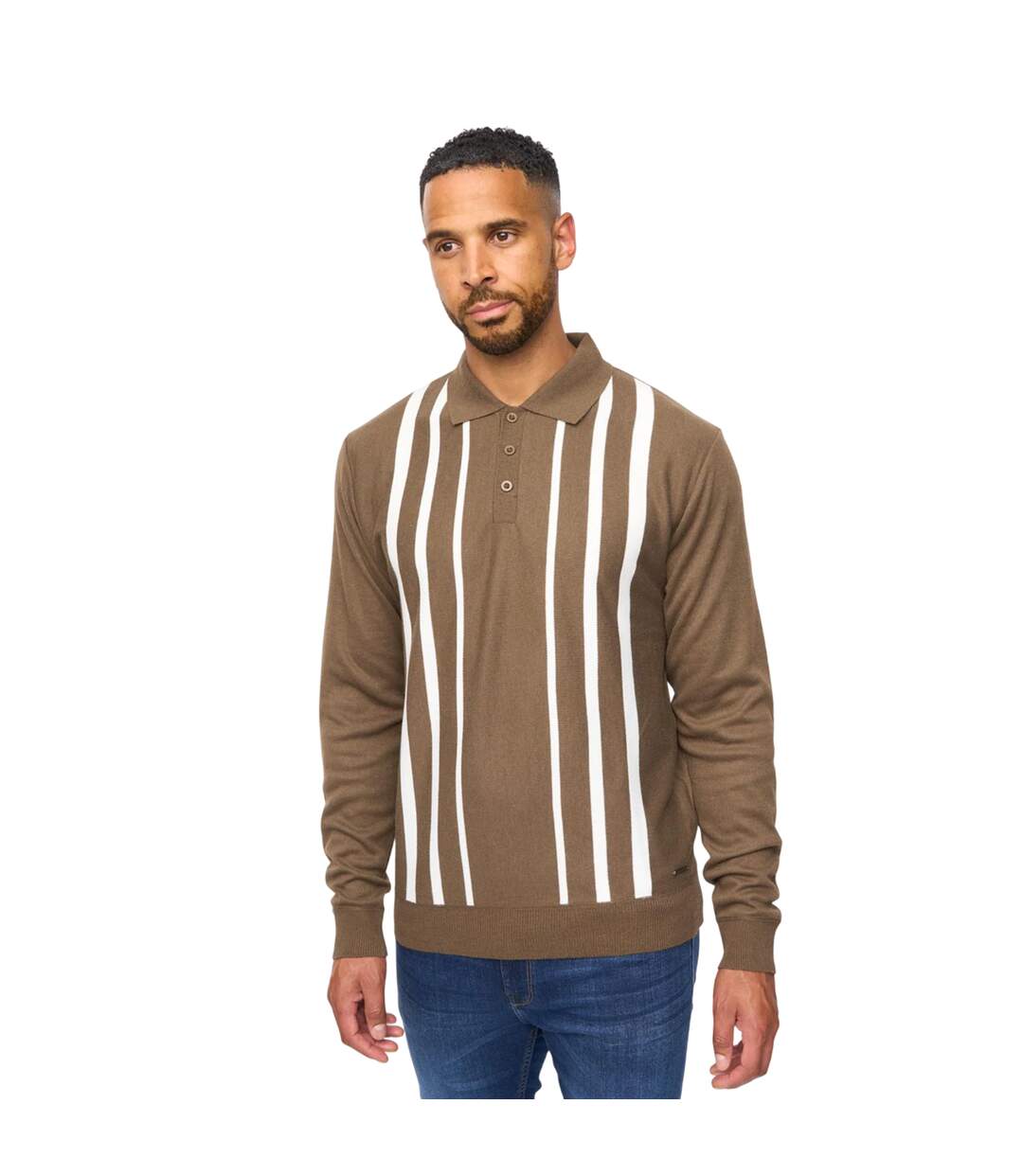 Mens Stalwart Polo Shirt Dark Taupe White Bewley & Ritch-2