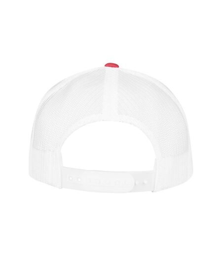 Unisex adult two tone 5 panel trucker cap red/white Flexfit