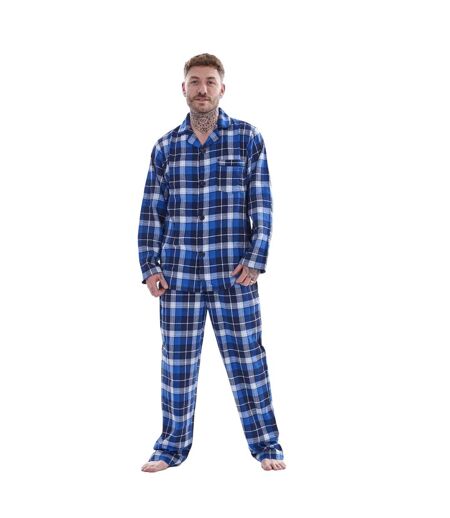 Ensemble De Pyjama Long Motif/style À Carreaux Homme Bleu Gris Keanu