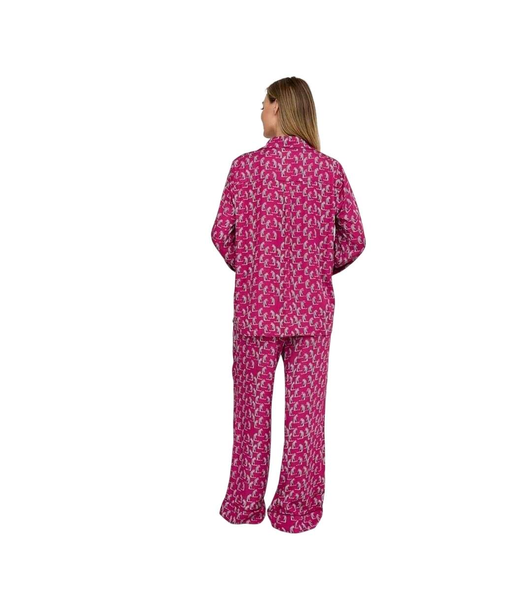Ensemble De Pyjama Long Motif/style Léopard Evie Femme Rouge Lily And Lionel-3