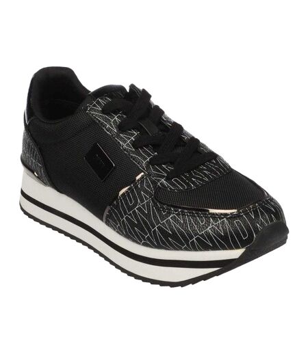 Womens/ladies Davie Lace Up Trainers Black Grey DKNY