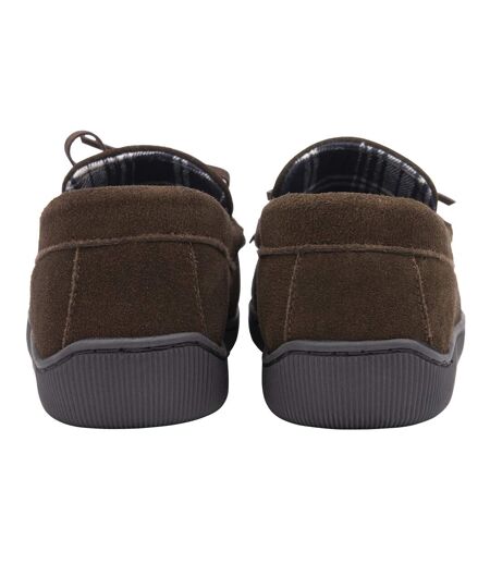Mens Real Suede Leather Fleece Lined Slippers