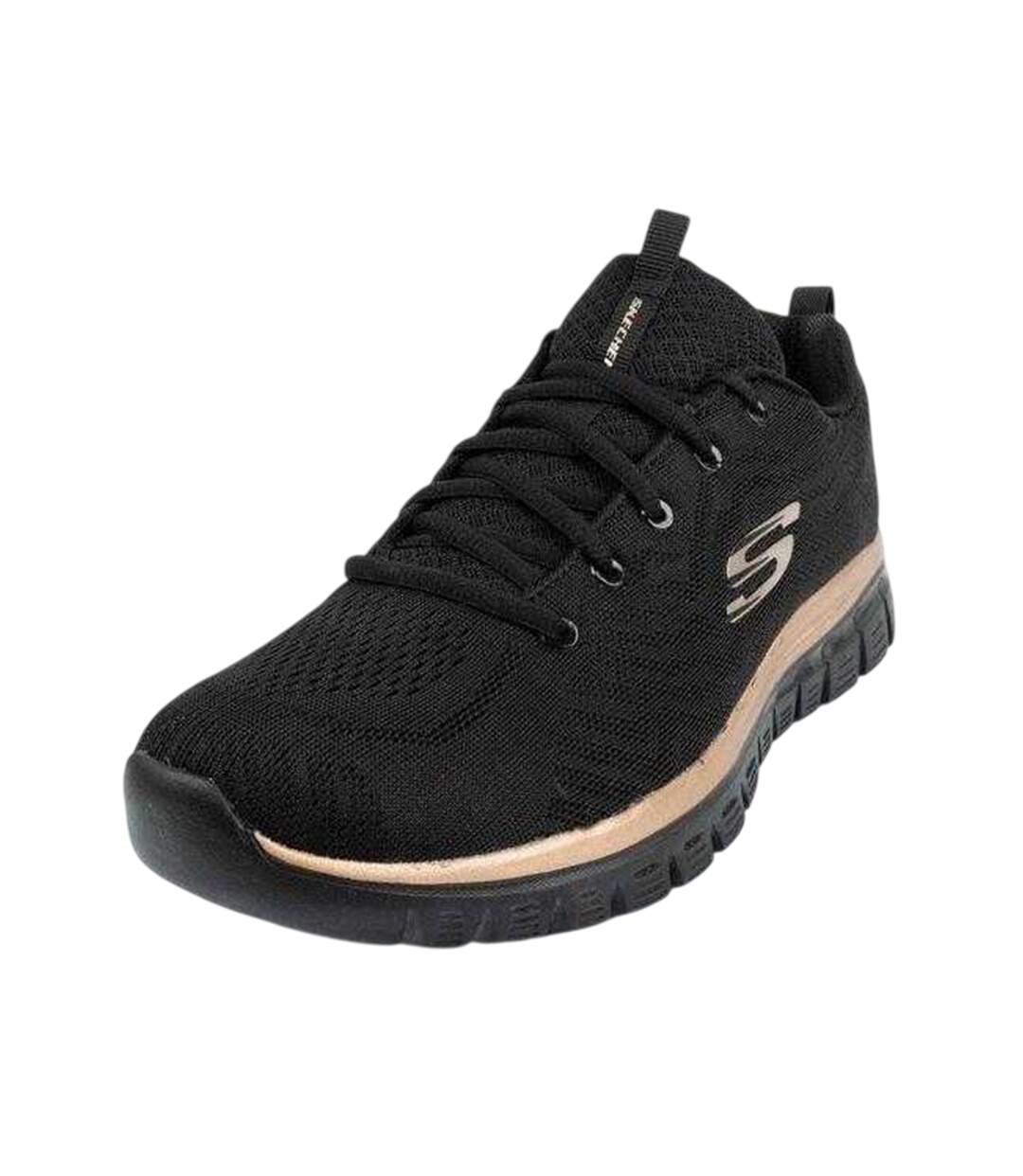 Womens/ladies Graceful Get Connected Sport Trainers Black Skechers-4