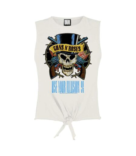 Amplified Womens/Ladies Use Your Illusion Guns N Roses Vintage Crop Top (White) - UTGD1732