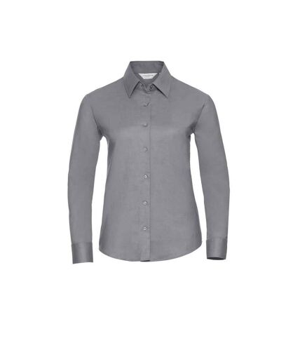 Russell Womens/Ladies Oxford Easy-Care Long-Sleeved Shirt (Silver)