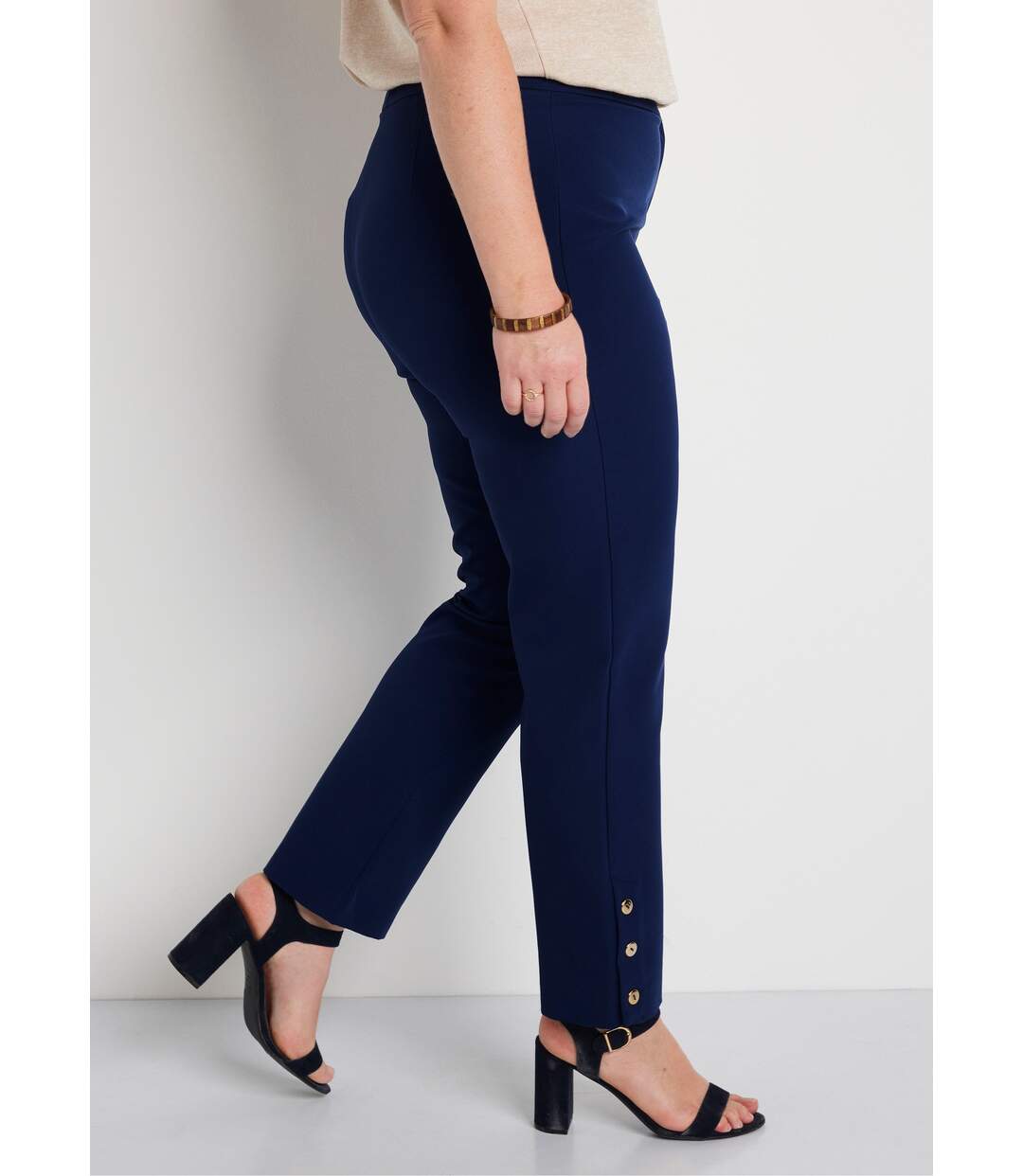 Pantalon droit 7/8e uni infroissable-3