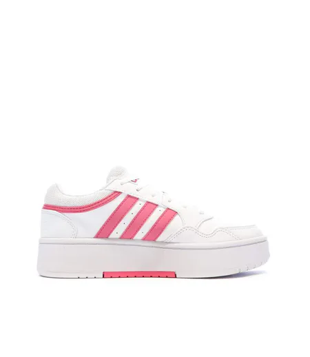 Baskets blanches/roses femme adidas hoops 3.0 bold