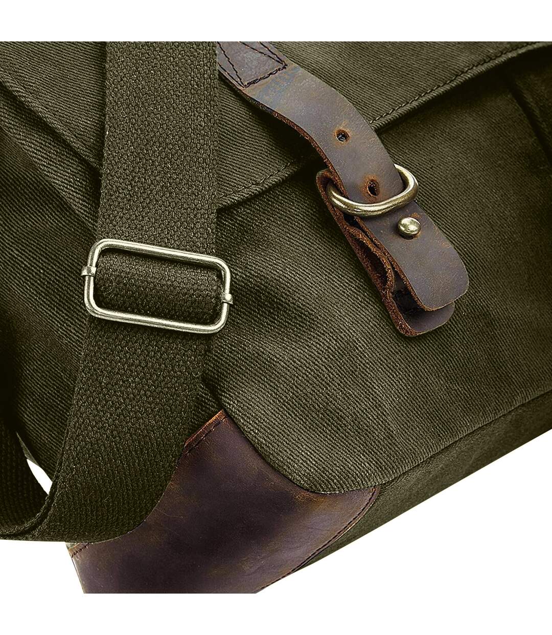 Heritage leather trim messenger bag one size olive Quadra-2