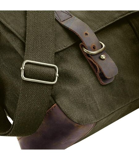Heritage leather trim messenger bag one size olive Quadra
