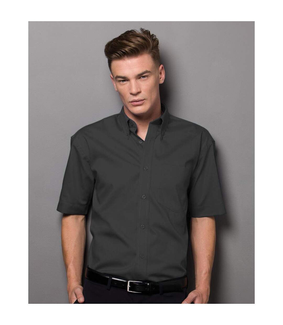 Chemise À Manches Courtes En Popeline  Collection Pour Homme Noir Russell-1