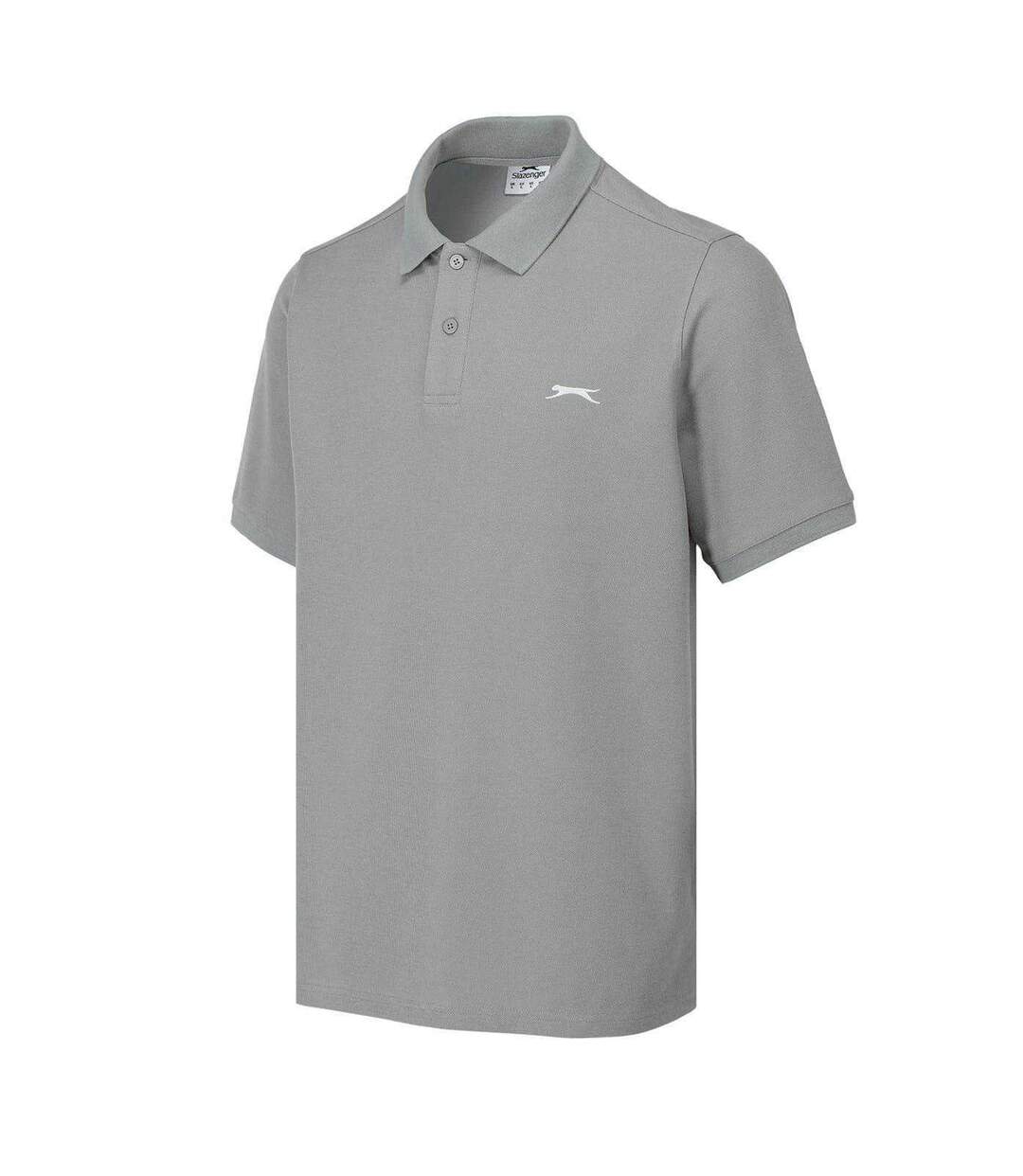 Mens Embroidered Logo Polo Shirt Light Grey Slazenger-3