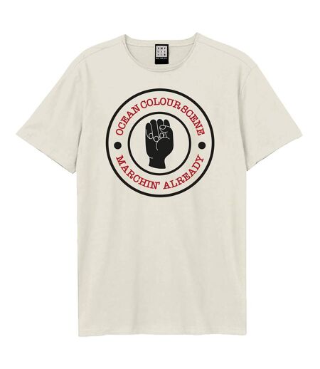 T-shirt Motif/style Ocean Colour Scene Marchin Adulte Vieux Blanc Amplified