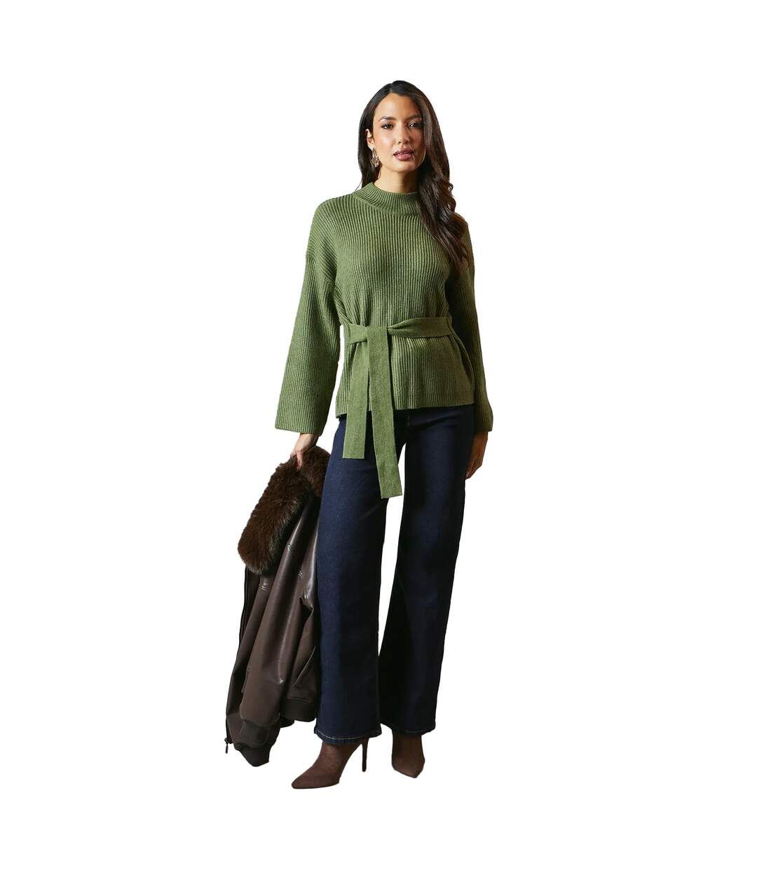 Pull femme vert kaki Principles