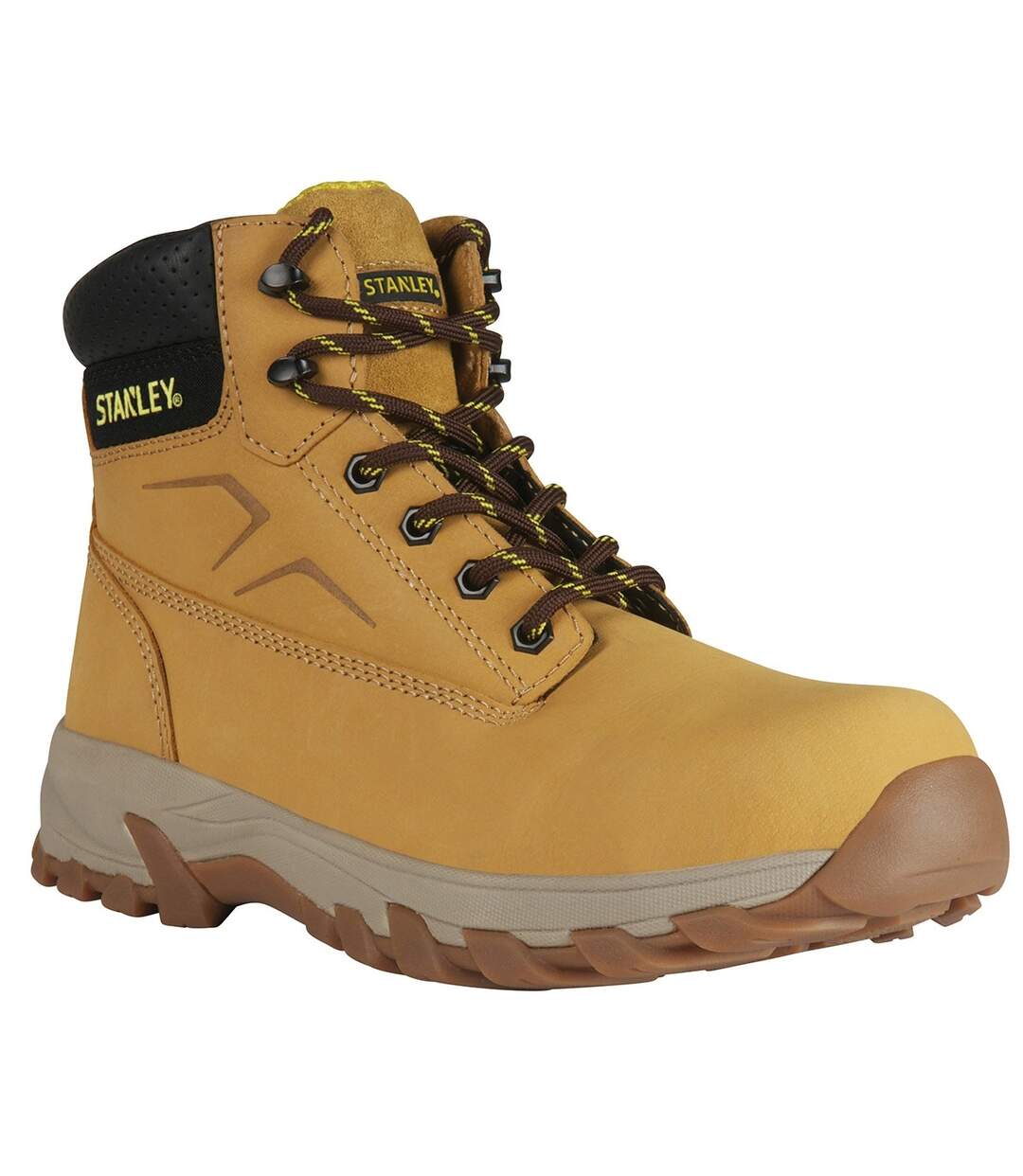 Mens tradesman leather safety boots honey Stanley-1