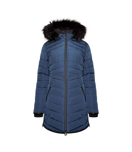 Womens/ladies striking iii long length padded jacket moonlight denim Dare 2B