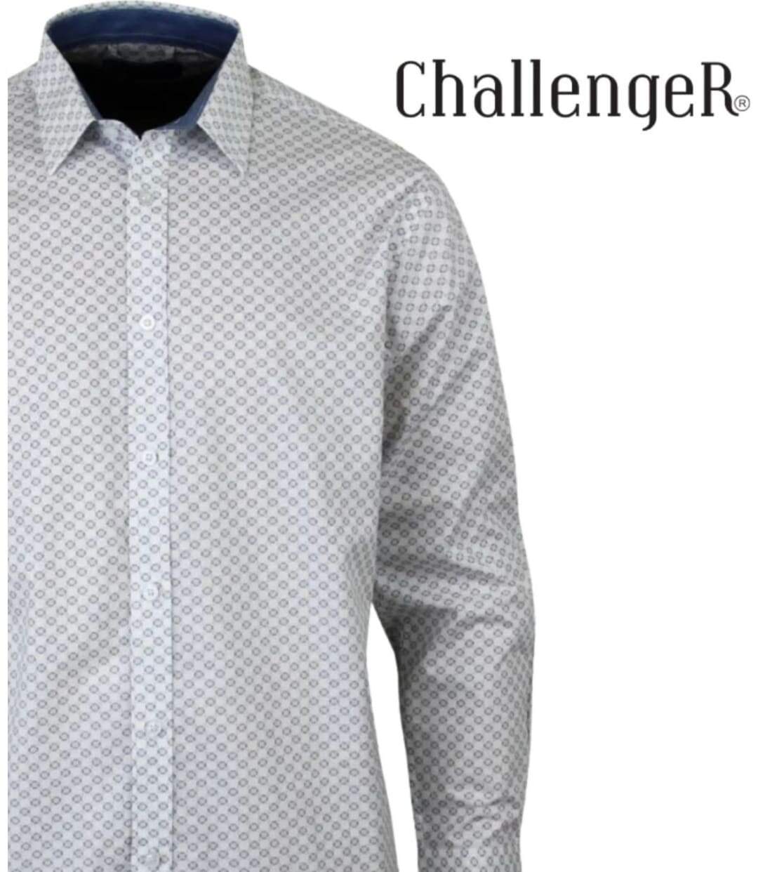 CHALLENGER CH4030 PETITS MOTIFS — Chemise à carreaux manches longues blanc/bleu : l'élégance du pur coton et de la coupe confort-4
