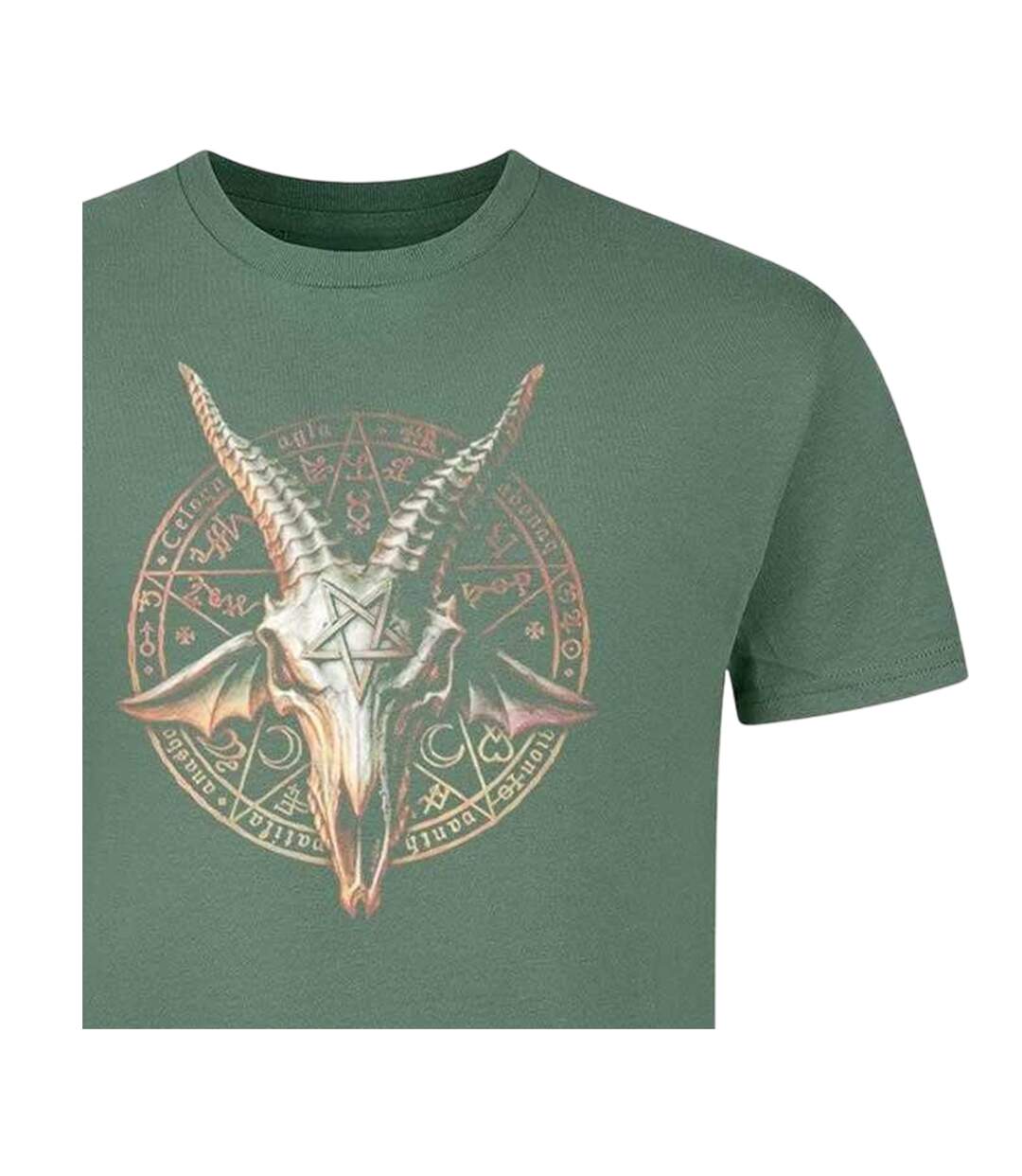 Unisex Adult Alchemy Devil Goat Cotton T-shirt Military Green Amplified-3