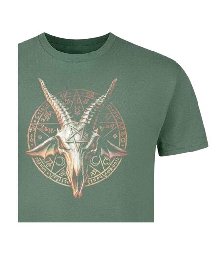 Unisex Adult Alchemy Devil Goat Cotton T-shirt Military Green Amplified