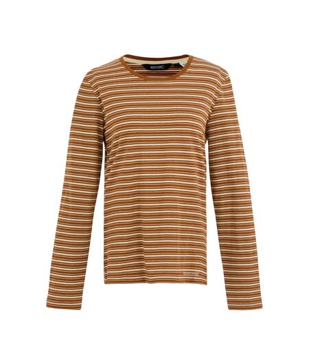 T-shirt Manches Longues Motif/style À Rayures Federica Femme Marron Vanille Clair Regatta