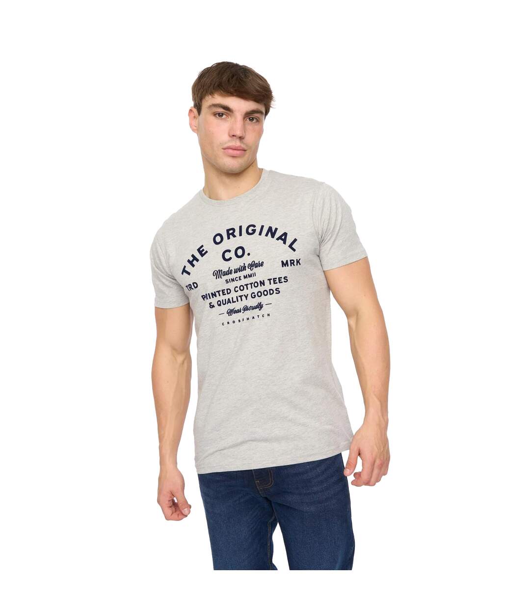 Mens Shoptown T-shirt Grey Marl Crosshatch-4
