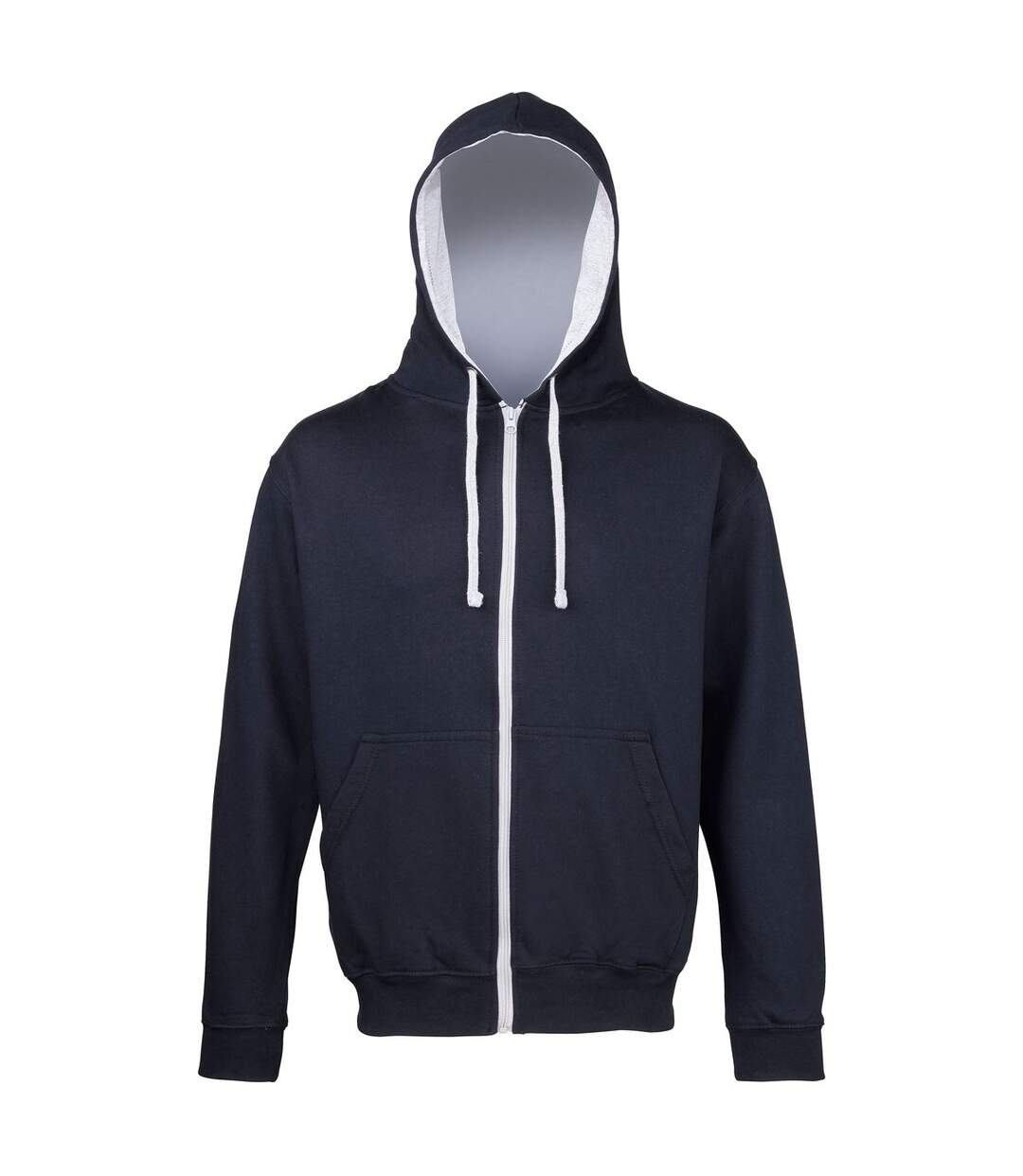 Veste zippée à capuche unisexe - JH053 - bleu marine et gris chiné