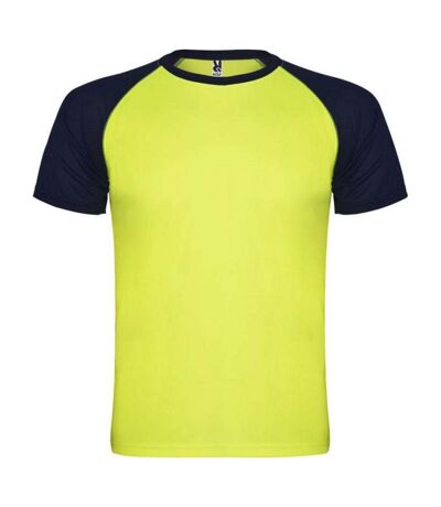 T-shirt indianapolis adulte jaune fluo / bleu marine Roly