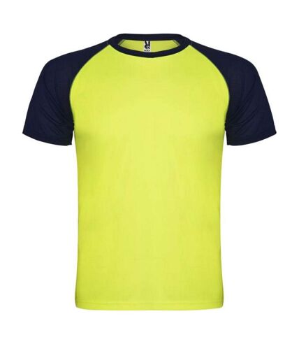 T-shirt indianapolis adulte jaune fluo / bleu marine Roly