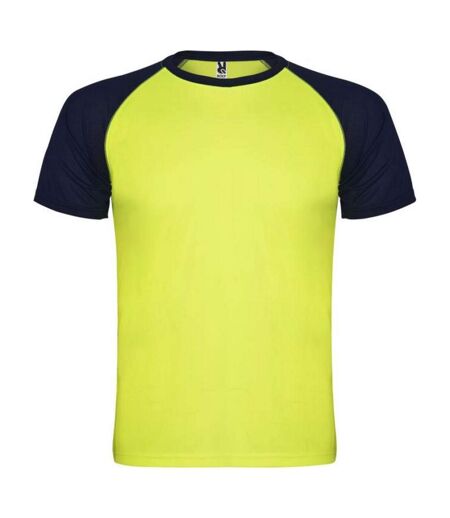 T-shirt indianapolis adulte jaune fluo / bleu marine Roly