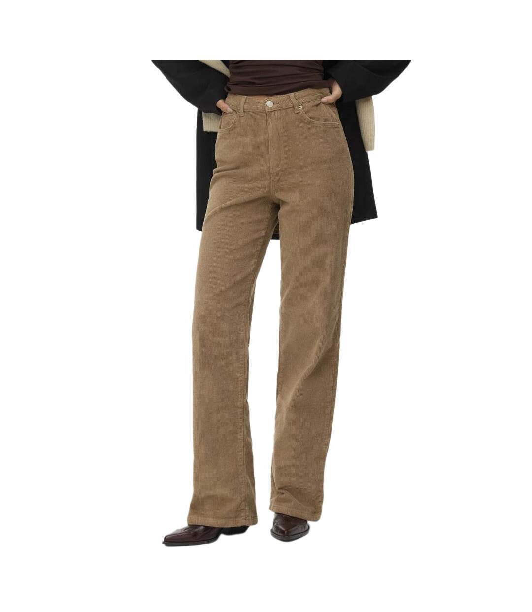 Pantalon velours beige femme vero moda tessa-1