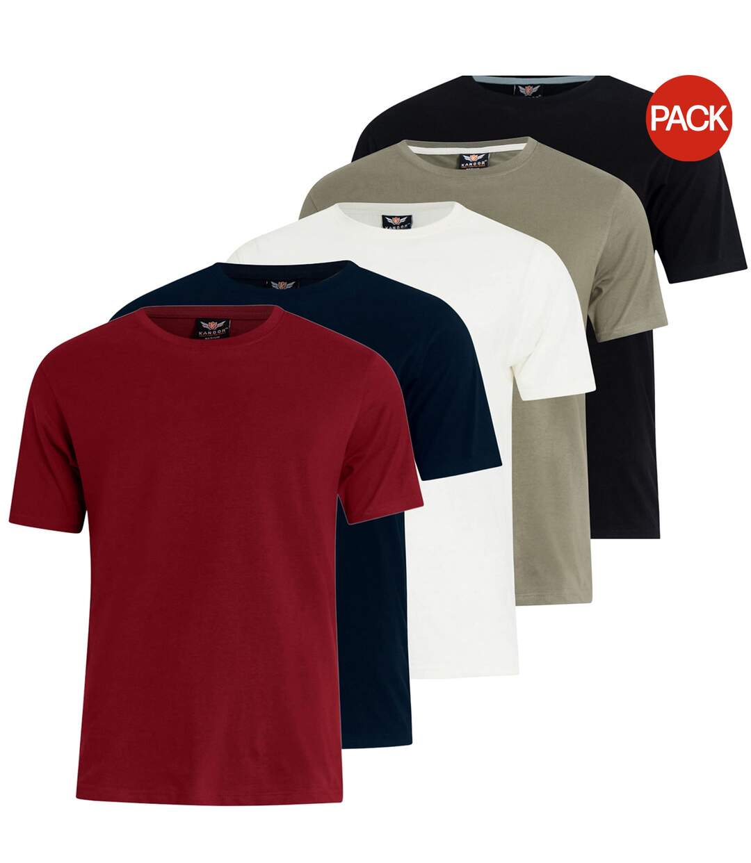 Pack Of 5  Mens Dovar T-shirt  Multicoloured Red Kandor-2
