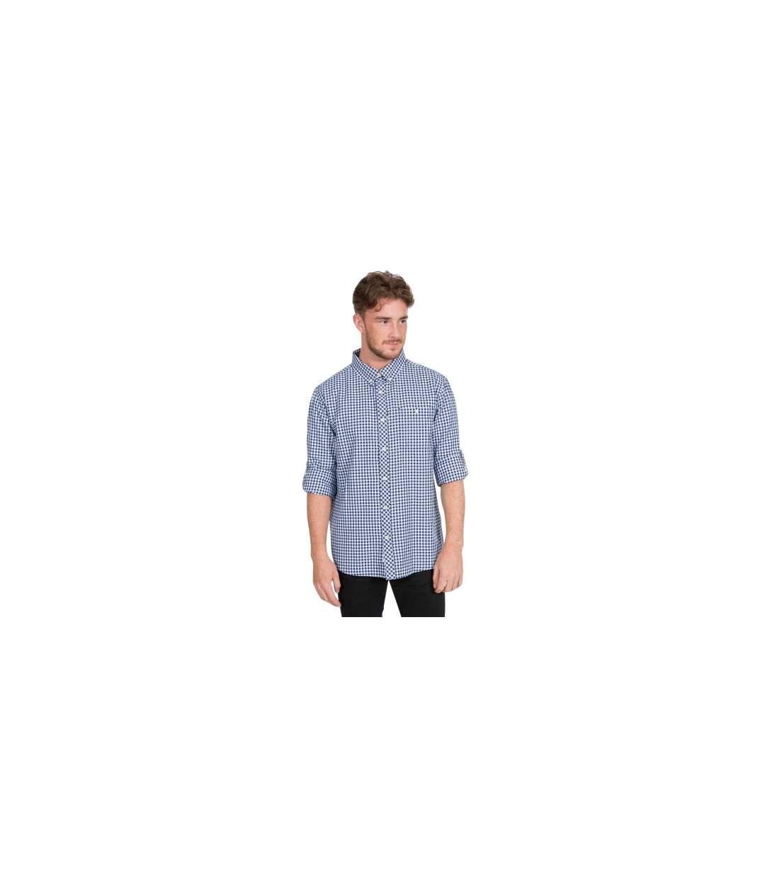Mens Checkerboard Button-down Shirt Blue Check Trespass-1