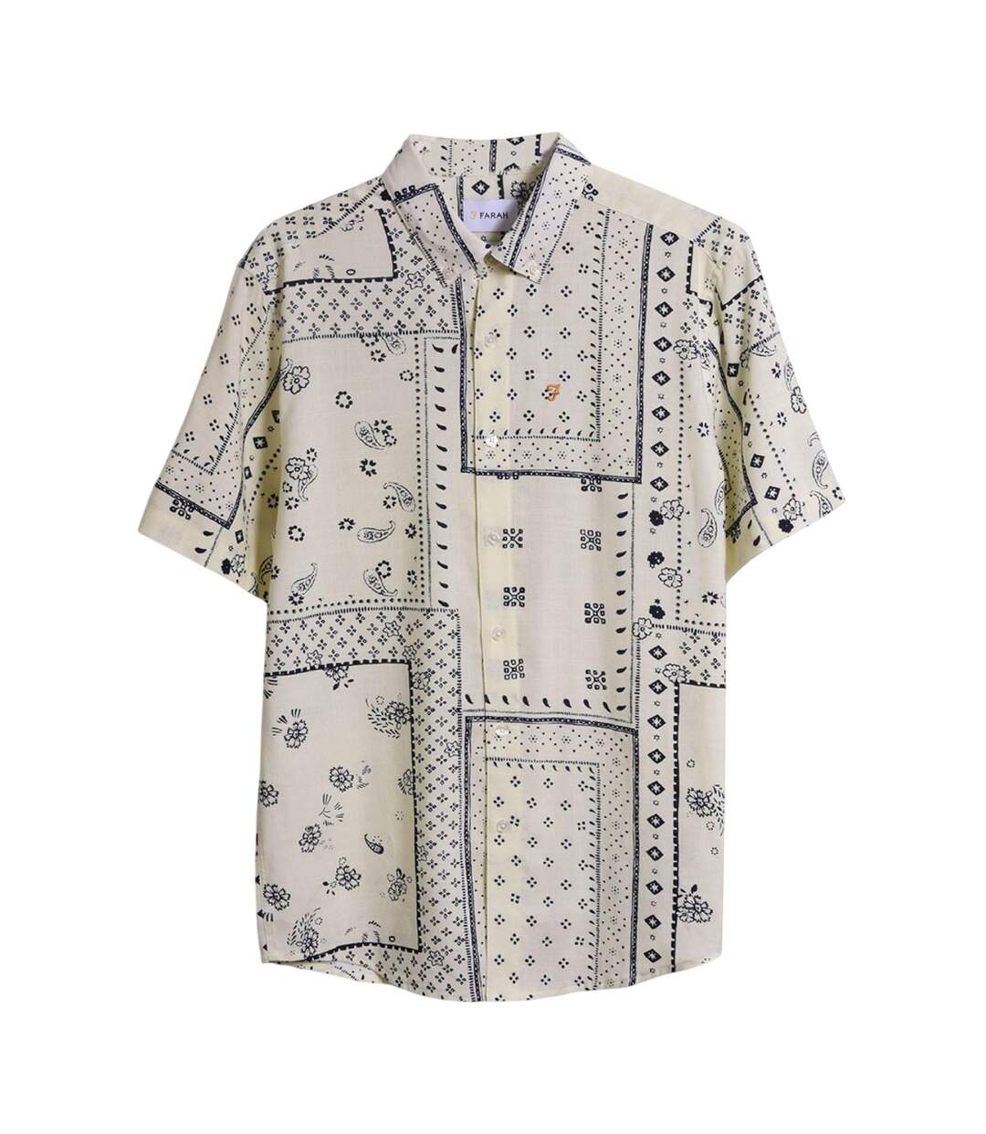 Chemise Motif Imprimé Intégral Homme Écru Farah-2