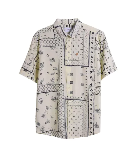 Chemise Motif Imprimé Intégral Homme Écru Farah
