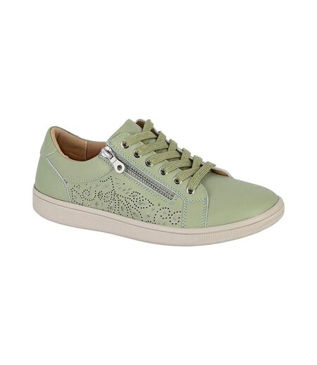 Womens/ladies Action Leather Trainers Mint Green Boulevard