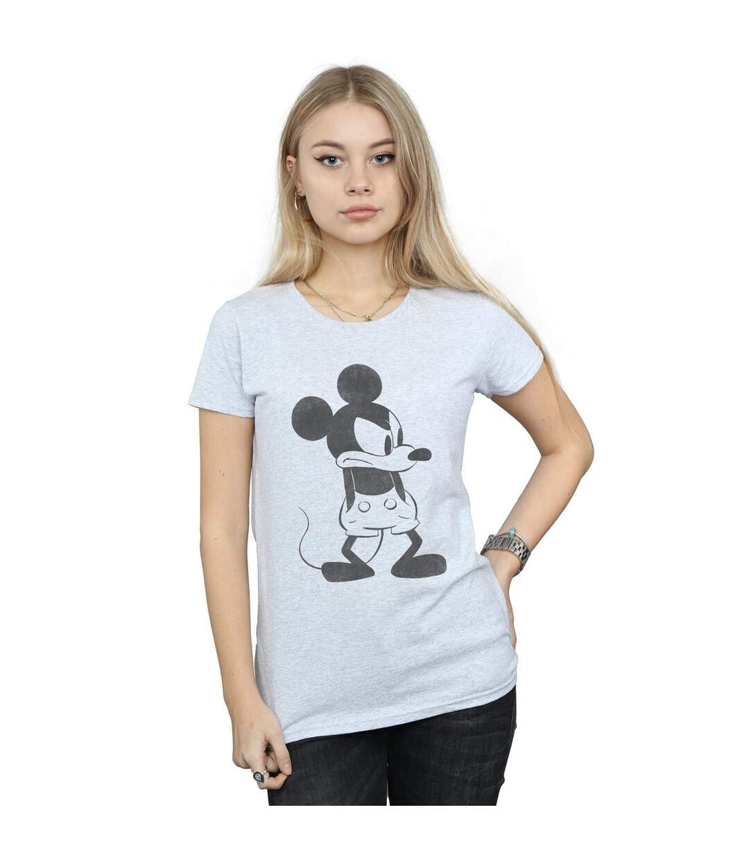 Disney T-shirt en coton Mickey Mouse en colère - Femmes/Ladies (Gris sportif) - UTBI31007-2