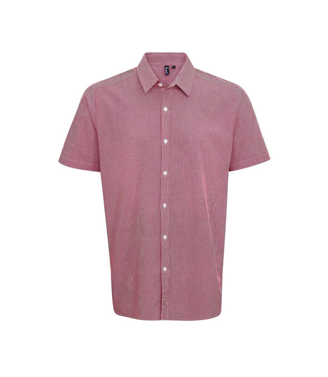 Chemise à carreaux manches courtes - Homme - PR221 - rouge