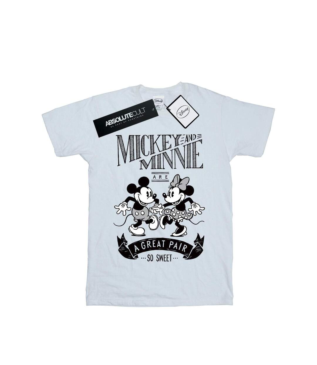 Disney Femme/Les femmes Mickey et Minnie Mouse Great Pair T-Shirt Boyfriend en coton (Blanc) - UTBI50646-1