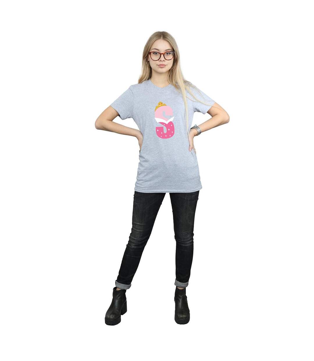 Disney Womens/Ladies Alphabet S Is For Sleeping Beauty Cotton Boyfriend T-Shirt (Gris sportif) - UTBI42685-4